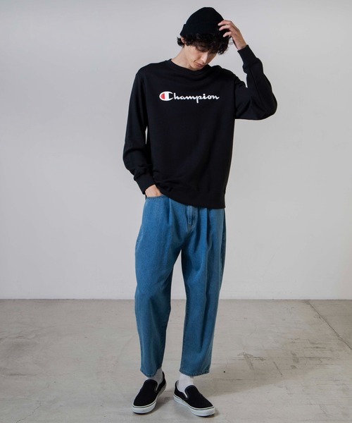 Champion（チャンピオン）の「WEGO/Champion 裏毛ロゴプルオーバー（スウェット・メンズ・ブラック/イエロー・MEDIUM/LARGE/X-LARGE）」の3枚目の写真