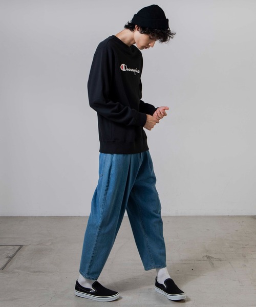 Champion（チャンピオン）の「WEGO/Champion 裏毛ロゴプルオーバー（スウェット・メンズ・ブラック/イエロー・MEDIUM/LARGE/X-LARGE）」の4枚目の写真