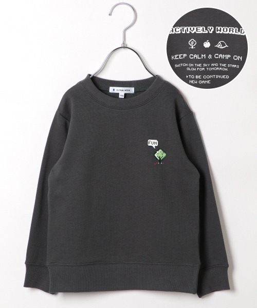 GLOBAL WORK（グローバルワーク）の「【キッズ】グラフィッククルースウェット/885360（スウェット・キッズ・チャコールグレー/スカイブルー/ブラック/ダークブラウン/ベージュ/カーキ/ライトグリーン/その他/ダークグレー/ワインレッド/アイボリー/グレー系その他/ブルー系その他/ブラック系その他/ベージュ系その他3/ダークグリーン/グレー系その他6/ライトブルー・110cm/100cm/120cm/130cm/140cm）」の4枚目の写真