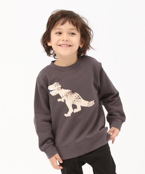 GLOBAL WORK（グローバルワーク）の「【キッズ】グラフィッククルースウェット/885360（スウェット・キッズ・チャコールグレー/スカイブルー/ブラック/ダークブラウン/ベージュ/カーキ/ライトグリーン/その他/ダークグレー/ワインレッド/アイボリー/グレー系その他/ブルー系その他/ブラック系その他/ベージュ系その他3/ダークグリーン/グレー系その他6/ライトブルー・110cm/100cm/120cm/130cm/140cm）」の21枚目の写真