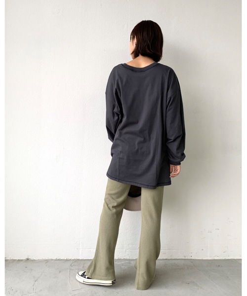 Auntie Rosa Holiday（アンティローザホリデー）の「2WAYリバーシブルレイヤードロンTEE（Tシャツ/カットソー・レディース・チャコールグレー/ベージュ・FREE）」の14枚目の写真