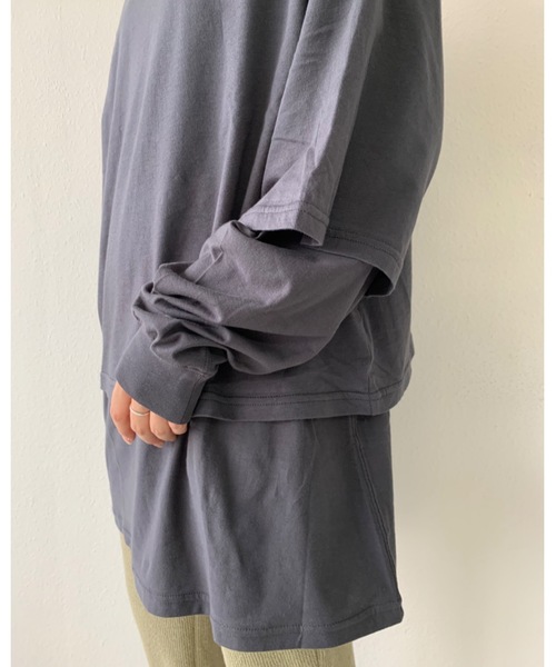 Auntie Rosa Holiday（アンティローザホリデー）の「2WAYリバーシブルレイヤードロンTEE（Tシャツ/カットソー・レディース・チャコールグレー/ベージュ・FREE）」の12枚目の写真