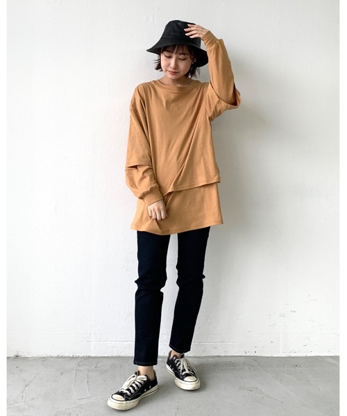 Auntie Rosa Holiday（アンティローザホリデー）の「2WAYリバーシブルレイヤードロンTEE（Tシャツ/カットソー・レディース・チャコールグレー/ベージュ・FREE）」の3枚目の写真