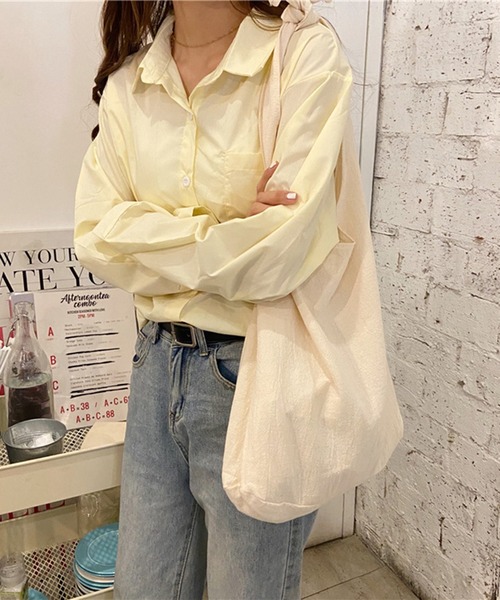 STYLEBLOCK(スタイルブロック)の「肩リボンデザイン無地トートバッグ(トートバッグ・レディース・ミント/イエロー/ピンク/ブラック/ホワイト・FREE)」の8枚目の写真