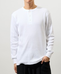 【 Healthknit / ヘルスニット 】ファクショナルファブリックワッフルヘンリーネック長袖Tシャツ 1203 SIP・・