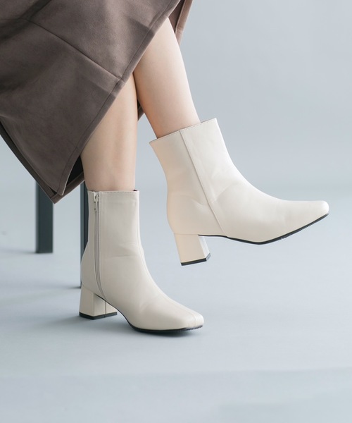 prose verse(プロズヴェール)の「スクエアトゥミドル丈ブーツ(ブーツ・レディース・ブラック/モカ/アイボリー/ブラウン・SMALL/MEDIUM/LARGE/LL)」の2枚目の写真