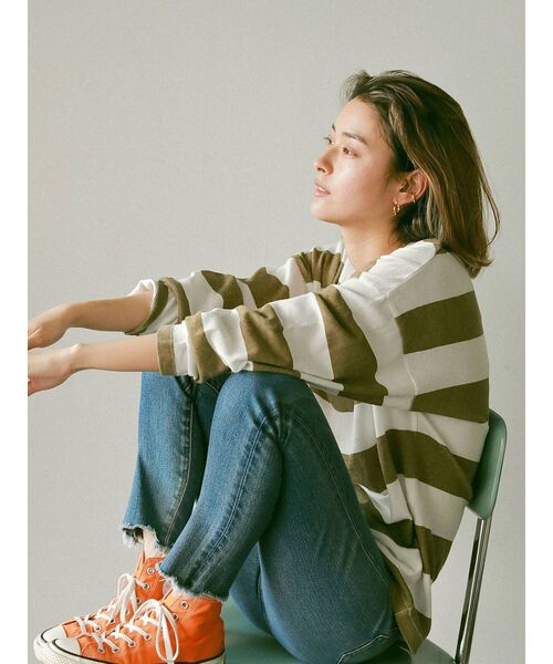 Ungrid(アングリッド)の「ボーダーロングスリーブTee(Tシャツ/カットソー・レディース・パープル/ネイビー/カーキ・FREE)」の5枚目の写真