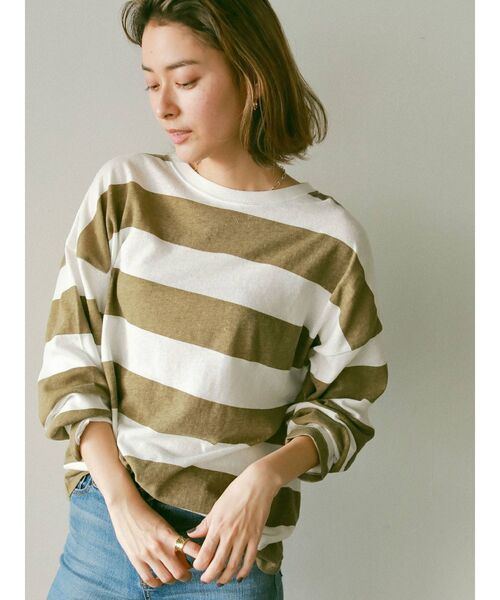 Ungrid(アングリッド)の「ボーダーロングスリーブTee(Tシャツ/カットソー・レディース・パープル/ネイビー/カーキ・FREE)」の6枚目の写真