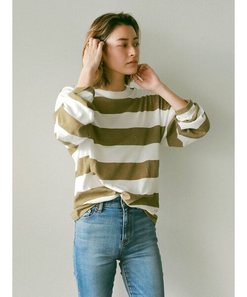 Ungrid(アングリッド)の「ボーダーロングスリーブTee(Tシャツ/カットソー・レディース・パープル/ネイビー/カーキ・FREE)」の7枚目の写真