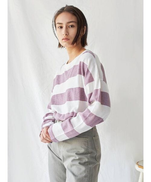 Ungrid(アングリッド)の「ボーダーロングスリーブTee(Tシャツ/カットソー・レディース・パープル/ネイビー/カーキ・FREE)」の10枚目の写真