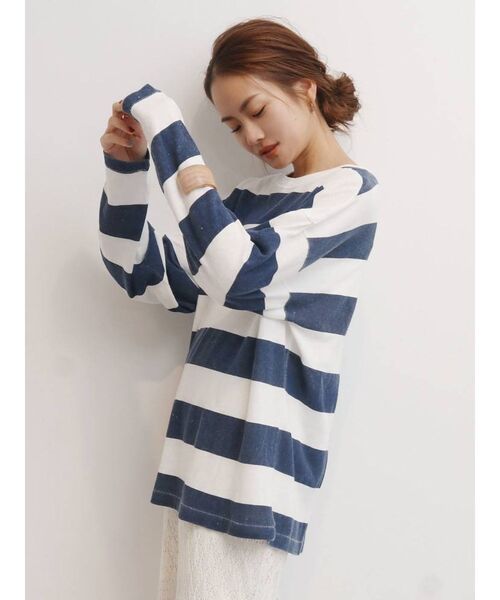 Ungrid(アングリッド)の「ボーダーロングスリーブTee(Tシャツ/カットソー・レディース・パープル/ネイビー/カーキ・FREE)」の13枚目の写真