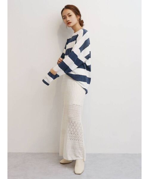 Ungrid(アングリッド)の「ボーダーロングスリーブTee(Tシャツ/カットソー・レディース・パープル/ネイビー/カーキ・FREE)」の15枚目の写真