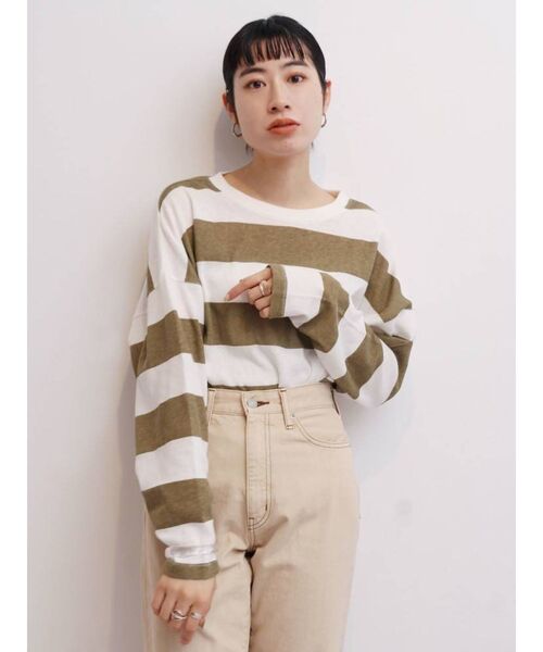 Ungrid(アングリッド)の「ボーダーロングスリーブTee(Tシャツ/カットソー・レディース・パープル/ネイビー/カーキ・FREE)」の16枚目の写真