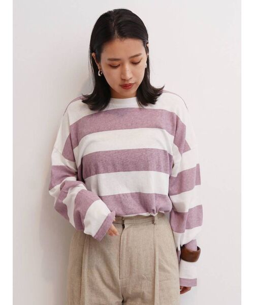 Ungrid(アングリッド)の「ボーダーロングスリーブTee(Tシャツ/カットソー・レディース・パープル/ネイビー/カーキ・FREE)」の18枚目の写真
