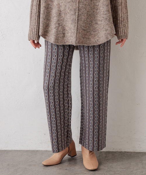 natural couture（ナチュラルクチュール）の「小紋柄ジャガードニットパンツ（その他パンツ・レディース・グレー/ブルー/アイボリー・FREE）」の11枚目の写真