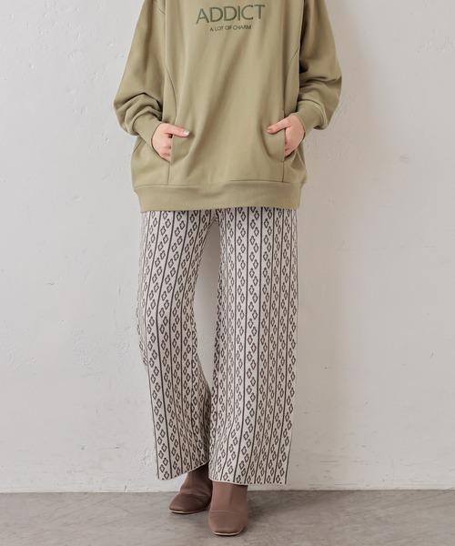 natural couture（ナチュラルクチュール）の「小紋柄ジャガードニットパンツ（その他パンツ・レディース・グレー/ブルー/アイボリー・FREE）」の4枚目の写真