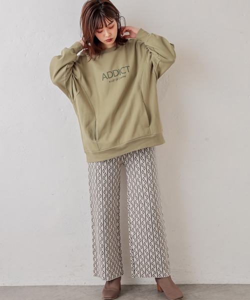 natural couture（ナチュラルクチュール）の「小紋柄ジャガードニットパンツ（その他パンツ・レディース・グレー/ブルー/アイボリー・FREE）」の5枚目の写真