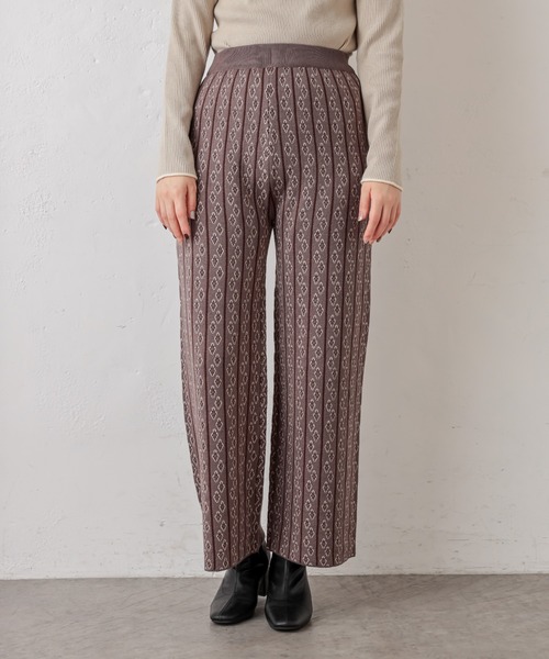 natural couture（ナチュラルクチュール）の「小紋柄ジャガードニットパンツ（その他パンツ・レディース・グレー/ブルー/アイボリー・FREE）」の15枚目の写真