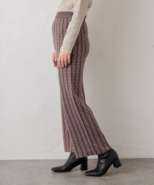 natural couture（ナチュラルクチュール）の「小紋柄ジャガードニットパンツ（その他パンツ・レディース・グレー/ブルー/アイボリー・FREE）」の16枚目の写真