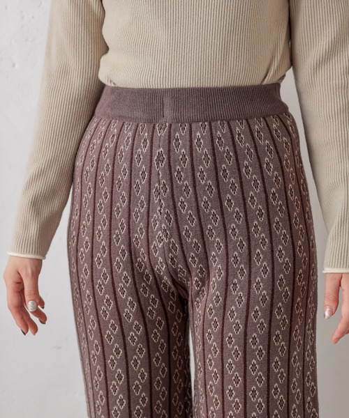 natural couture（ナチュラルクチュール）の「小紋柄ジャガードニットパンツ（その他パンツ・レディース・グレー/ブルー/アイボリー・FREE）」の18枚目の写真