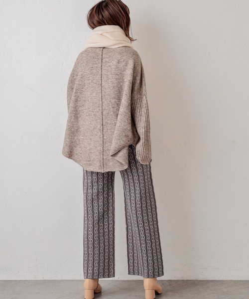 natural couture（ナチュラルクチュール）の「小紋柄ジャガードニットパンツ（その他パンツ・レディース・グレー/ブルー/アイボリー・FREE）」の13枚目の写真