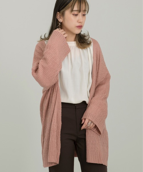 Ambre Neige(アンブルネージュ)の「フレアスリーブニットトッパ-/リブニットワンピセット/【WEB/EC限定商品】(カーディガン/ボレロ・レディース・ベージュ/グレー・FREE)」の4枚目の写真