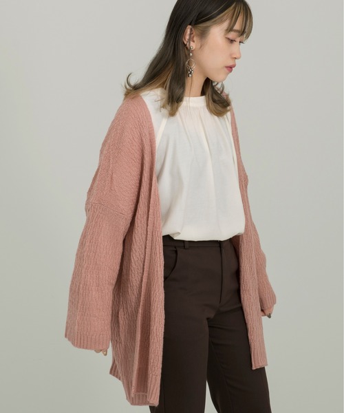 Ambre Neige(アンブルネージュ)の「フレアスリーブニットトッパ-/リブニットワンピセット/【WEB/EC限定商品】(カーディガン/ボレロ・レディース・ベージュ/グレー・FREE)」の3枚目の写真