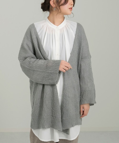 Ambre Neige(アンブルネージュ)の「フレアスリーブニットトッパ-/リブニットワンピセット/【WEB/EC限定商品】(カーディガン/ボレロ・レディース・ベージュ/グレー・FREE)」の12枚目の写真