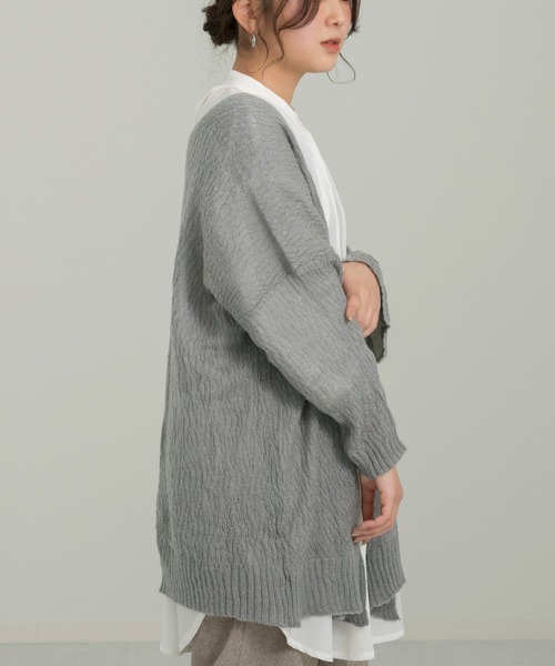 Ambre Neige(アンブルネージュ)の「フレアスリーブニットトッパ-/リブニットワンピセット/【WEB/EC限定商品】(カーディガン/ボレロ・レディース・ベージュ/グレー・FREE)」の13枚目の写真