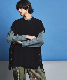 MAISON SPECIAL | 《ユニセックスアイテム》バルーンコットンプライムオーバーサイドスリットクラッシュベスト 【MAISON SPECIAL/メゾンスペシャル】(ベスト)