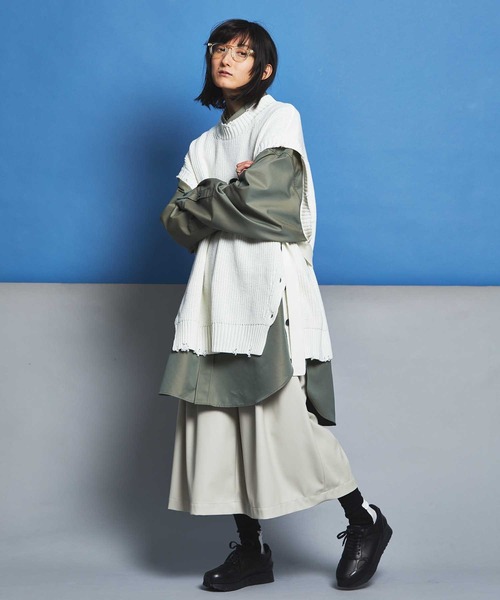 MAISON SPECIAL(メゾンスペシャル)の「《ユニセックスアイテム》バルーンコットンプライムオーバーサイドスリットクラッシュベスト 【MAISON SPECIAL/メゾンスペシャル】(ベスト・メンズ・オフホワイト/ブラック/ラベンダー・44/46)」の12枚目の写真