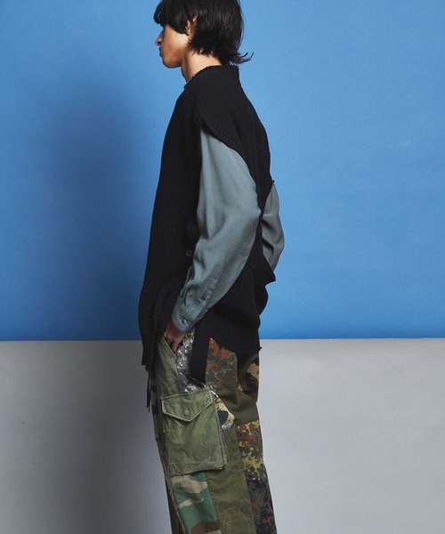 MAISON SPECIAL(メゾンスペシャル)の「《ユニセックスアイテム》バルーンコットンプライムオーバーサイドスリットクラッシュベスト 【MAISON SPECIAL/メゾンスペシャル】(ベスト・メンズ・オフホワイト/ブラック/ラベンダー・44/46)」の16枚目の写真