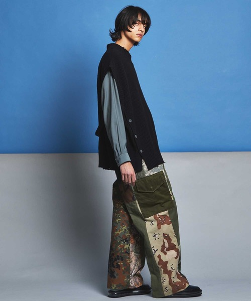 MAISON SPECIAL(メゾンスペシャル)の「《ユニセックスアイテム》バルーンコットンプライムオーバーサイドスリットクラッシュベスト 【MAISON SPECIAL/メゾンスペシャル】(ベスト・メンズ・オフホワイト/ブラック/ラベンダー・44/46)」の13枚目の写真