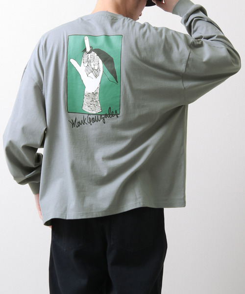 Mark Gonzales(マーク・ゴンザレス)の「【別注】【Mark Gonzales/マークゴンザレス】プリントイラストビッグロンT 長袖Tシャツ(Tシャツ/カットソー・メンズ・グレー/ホワイト/パープル/ブルー/ブラック/グリーン・LARGE/MEDIUM)」の4枚目の写真