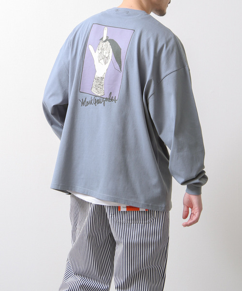Mark Gonzales(マーク・ゴンザレス)の「【別注】【Mark Gonzales/マークゴンザレス】プリントイラストビッグロンT 長袖Tシャツ(Tシャツ/カットソー・メンズ・グレー/ホワイト/パープル/ブルー/ブラック/グリーン・LARGE/MEDIUM)」の5枚目の写真