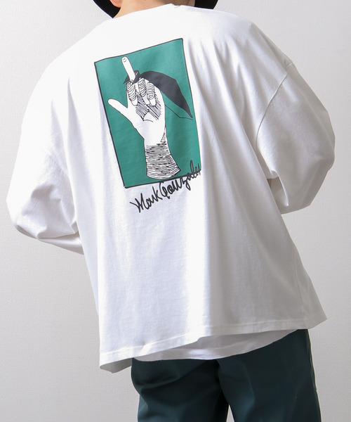 Mark Gonzales(マーク・ゴンザレス)の「【別注】【Mark Gonzales/マークゴンザレス】プリントイラストビッグロンT 長袖Tシャツ(Tシャツ/カットソー・メンズ・グレー/ホワイト/パープル/ブルー/ブラック/グリーン・LARGE/MEDIUM)」の10枚目の写真