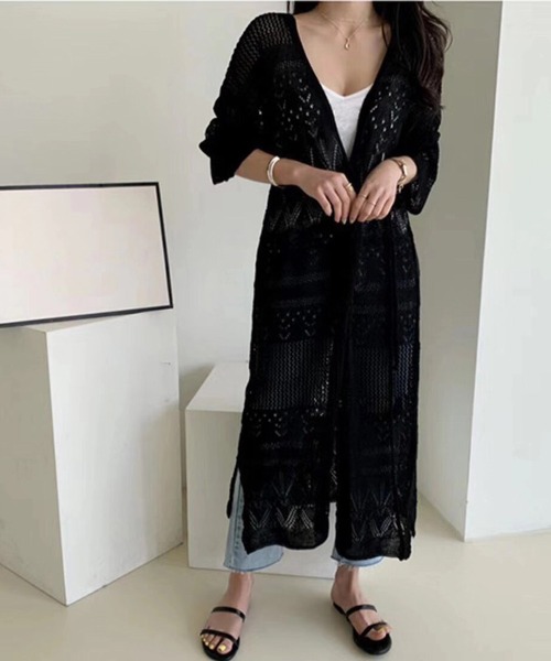 セール 透かし柄編みロングカーディガン カーディガン ボレロ Jewelobe ジュエローブ のファッション通販 Zozotown