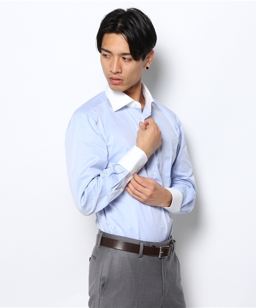 鎌倉シャツ（カマクラシャツ）の「【Maker's shirt鎌倉 × SQUOVAL】セミワイドシャツ（シャツ/ブラウス・メンズ・ホワイト/ブルー/ブルー系その他・SMALL/LARGE/MEDIUM/X-LARGE）」の3枚目の写真
