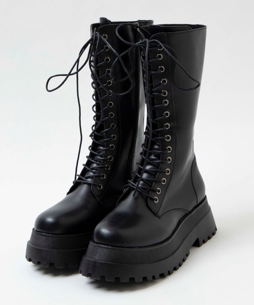 WEGO（ウィゴー）の「WEGO/レースアップミドル厚底ブーツ（ブーツ・レディース・ホワイト/ブラック・MEDIUM/LARGE）」の6枚目の写真