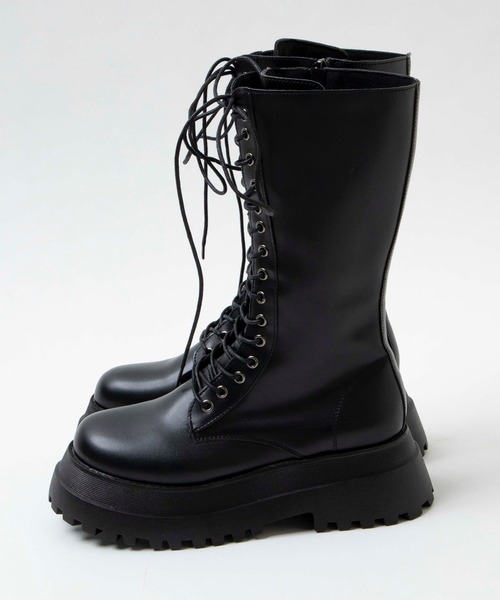 WEGO（ウィゴー）の「WEGO/レースアップミドル厚底ブーツ（ブーツ・レディース・ホワイト/ブラック・MEDIUM/LARGE）」の14枚目の写真