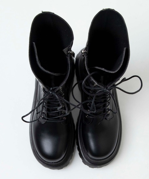 WEGO（ウィゴー）の「WEGO/レースアップミドル厚底ブーツ（ブーツ・レディース・ホワイト/ブラック・MEDIUM/LARGE）」の5枚目の写真