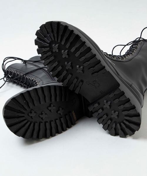 WEGO（ウィゴー）の「WEGO/レースアップミドル厚底ブーツ（ブーツ・レディース・ホワイト/ブラック・MEDIUM/LARGE）」の4枚目の写真