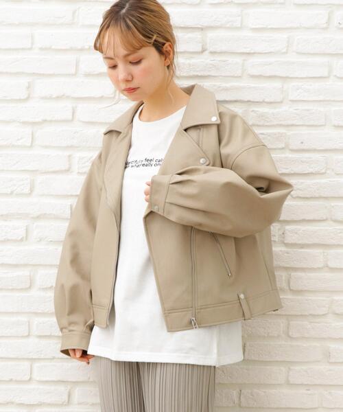 INGNI（イング）の「BIGライダース（ライダースジャケット・レディース・ブラック/ベージュ/アイボリー・M）」の3枚目の写真