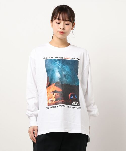 CAMP7（キャンプセブン）の「【CAMP7】袖ボリュームフォトロンＴ（Tシャツ/カットソー・レディース・グリーン/イエロー/ホワイト・M/L）」の2枚目の写真