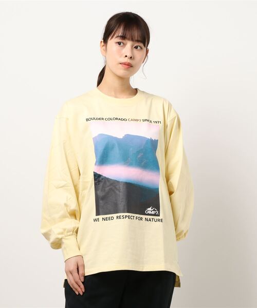 CAMP7（キャンプセブン）の「【CAMP7】袖ボリュームフォトロンＴ（Tシャツ/カットソー・レディース・グリーン/イエロー/ホワイト・M/L）」の3枚目の写真
