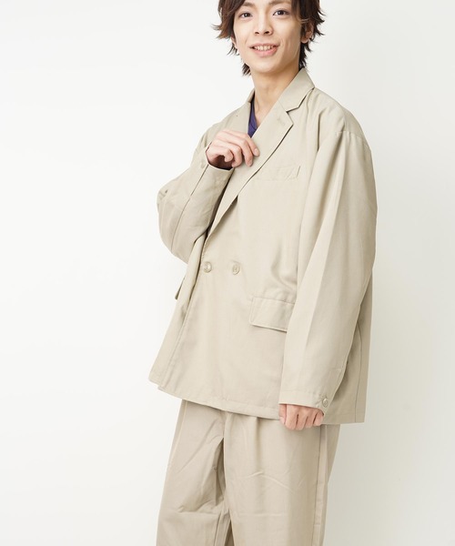 おしゃれスタ（オシャレスタ）の「TRビッグシルエットダブルブレストテーラードジャケット(IR)（テーラードジャケット・メンズ・ブラック/カーキ/ベージュ/ブルー系その他/その他/グレイッシュベージュ・XL/L/M）」の3枚目の写真