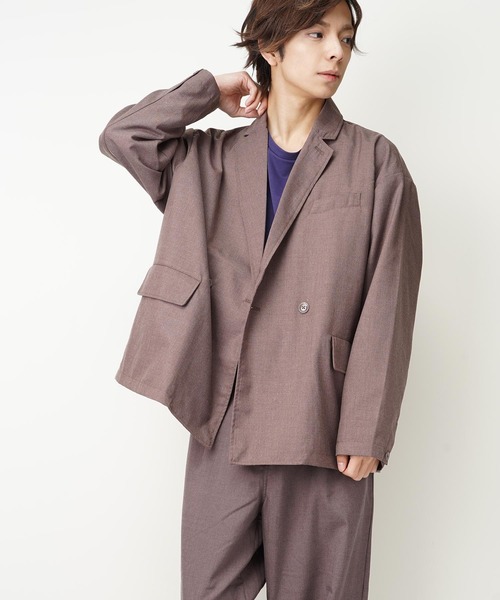 おしゃれスタ（オシャレスタ）の「TRビッグシルエットダブルブレストテーラードジャケット(IR)（テーラードジャケット・メンズ・ブラック/カーキ/ベージュ/ブルー系その他/その他/グレイッシュベージュ・XL/L/M）」の4枚目の写真