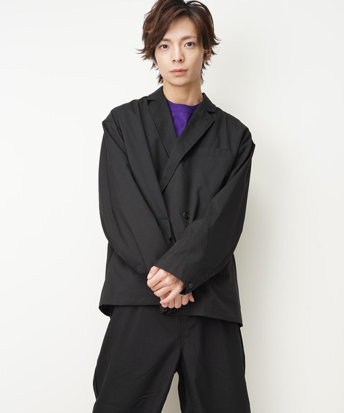 おしゃれスタ（オシャレスタ）の「TRビッグシルエットダブルブレストテーラードジャケット(IR)（テーラードジャケット・メンズ・ブラック/カーキ/ベージュ/ブルー系その他/その他/グレイッシュベージュ・XL/L/M）」の2枚目の写真