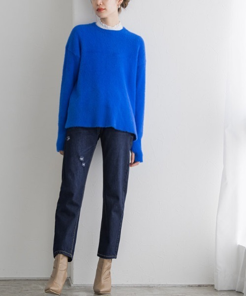 Pierrot（ピエロ）の「選べる2type ハイウエストストレートデニム（デニムパンツ・レディース・ブルー/ブルー系その他2/ブルー系その他/ライトブルー/ブルー系その他3/ネイビー・M/S/L/PL/PM/PS）」の11枚目の写真