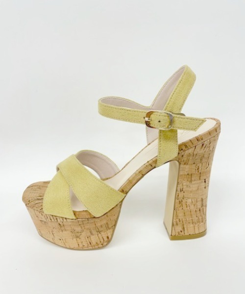 R&E(アールアンドイー)の「【21SS新作】【R&E】コルクチャンキーヒールクロスサンダル(サンダル・レディース・ブラック/ピンク/レモンイエロー/ホワイト・S/M/L)」の6枚目の写真